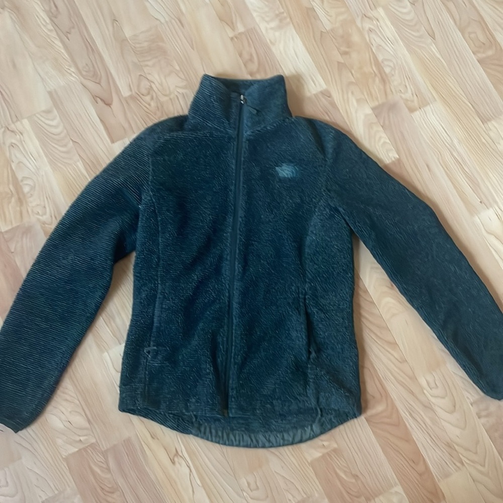 North face green zip up